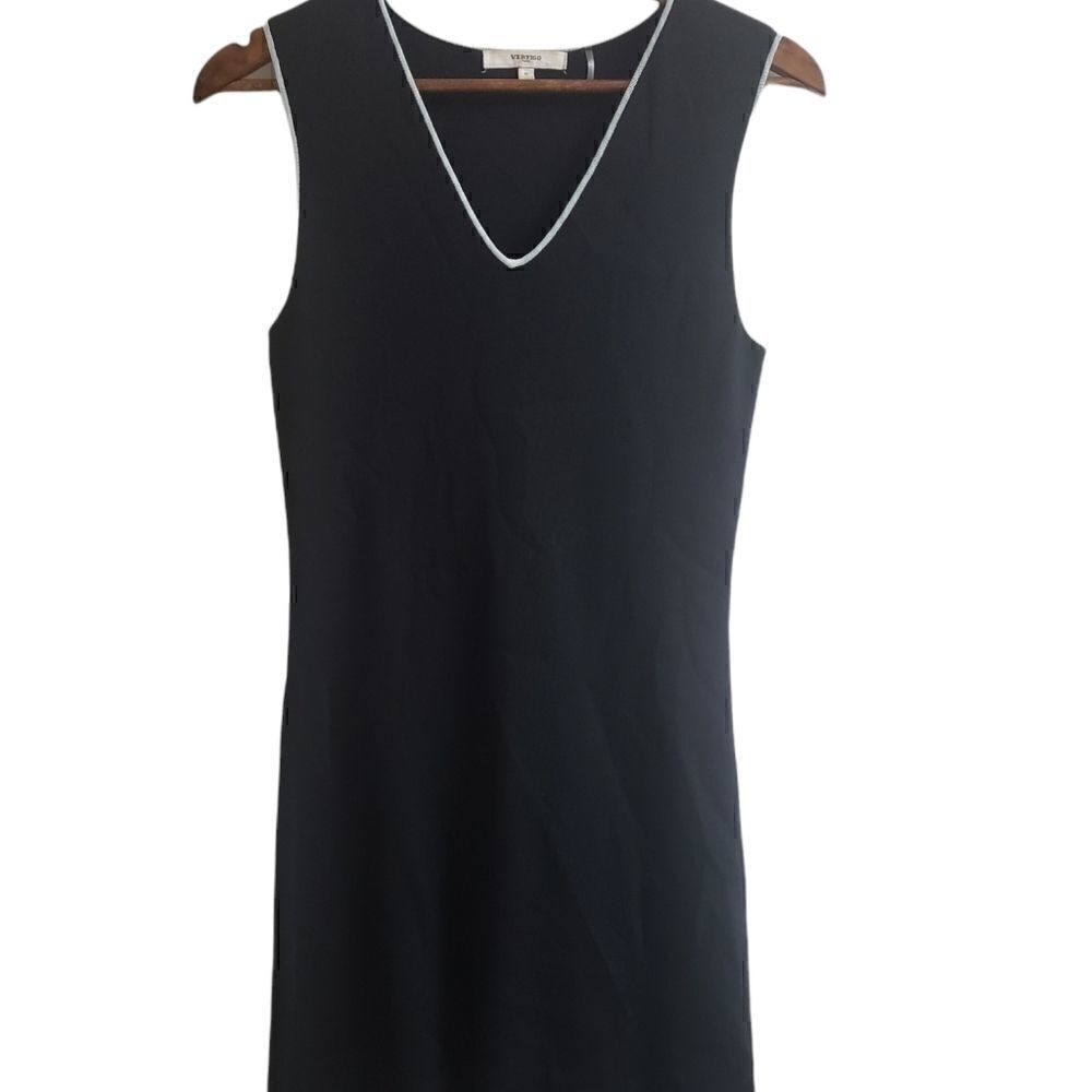 VERTIGO Paris Black Sleeveless Dress with White Trim